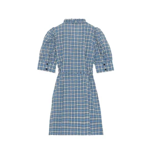 Ganni Kleider & Röcke>Seersucker Wickelkleid Azure Blue